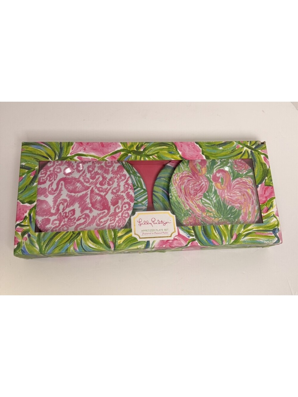 Lilly Pulitzer Set Of 4 Appetizer Plates Painted Palms Design New In Box